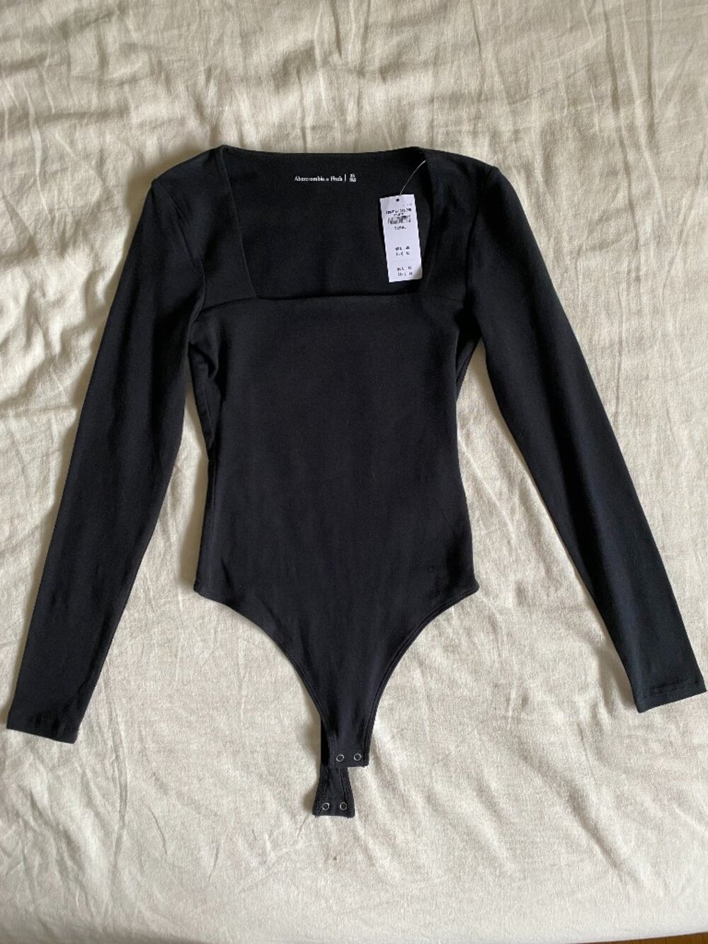 NWT A&F black long-sleeve bodysuit with square neck